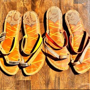 Sam & Libby Coral and Neon Yellow Sandals